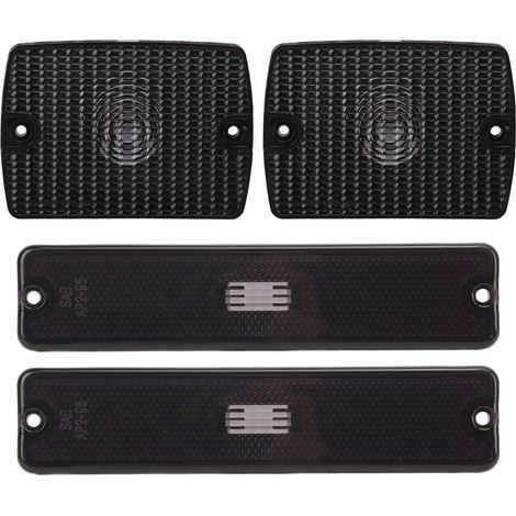 4-teiliges Gehäuse für Seitenmarkierungsleuchten und Blinker (Teilenummer 56001378), Ersatz für Jeep Wrangler YJ, Rauchschwarz (1/5)