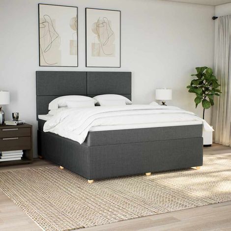 vidaXL Sommier à lattes de lit avec matelas Gris foncé 180x200cm Tissu (1/5)
