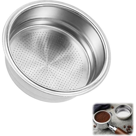 Filtre à café réutilisable permanent sans papier, 51 mm, en acier inoxydable, pour machines à expresso Delonghi et Breville (café individuel). (1/5)