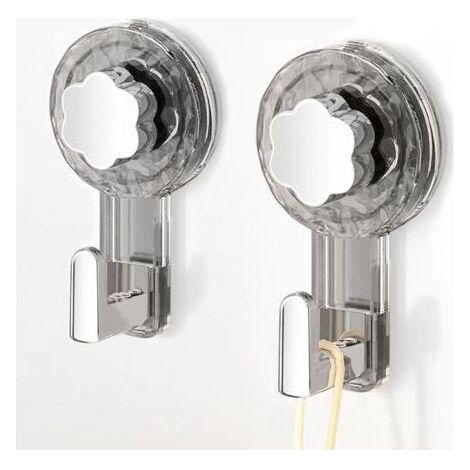 Accroche Serviette Salle de Bain, Crochet Ventouse Extra Puissantes Réutilisables pour Salle de Bain, Cuisine, Camping & Voiture, Bathroom Towel Suction Hooks (Gray+Silver, 11.26.24.3cm2) (1/5)