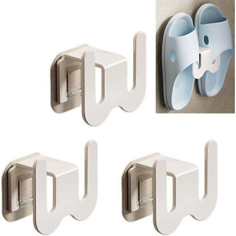 (3 pièces, blanc) Porte-chaussures, 3 x 2 pouces en aluminium sans trou, rangez votre chambre, convient à la chambre et à la salle de bain (1/5)