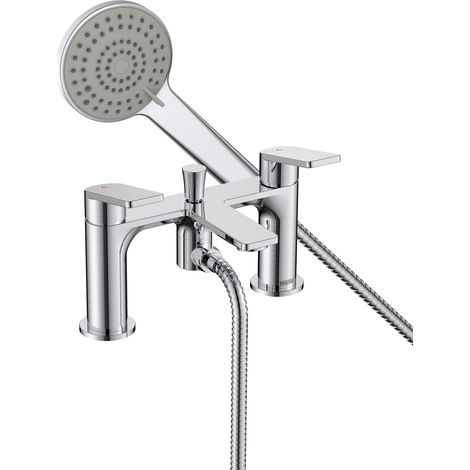 Bristan Frammento BSM Chrome Deck Mounted Bath Shower Mixer Tap + Hose + Head (1/5)