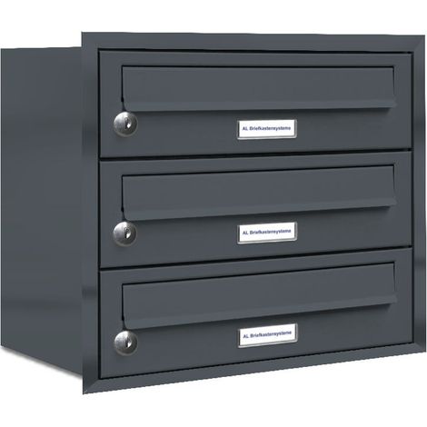 3er Briefkasten Anlage Unterputz Montage RAL 7016 Anthrazit (1/5)