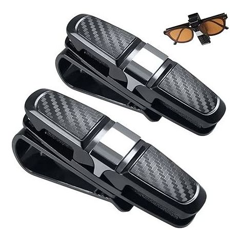 SHINING HOUSELot de 2 montures de lunettes de voiture avec clip, clip de lunettes de voiture, support de lunettes de soleil, support pivotant à 360 degrés, adapté à tous les modèles de voiture (97 x 4 (1/5)