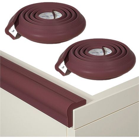 Bande de protection anti-collision autocollante et sécable en 2 pièces, haute élasticité, pour meubles et bords de table, 2m, couleur café (1/5)