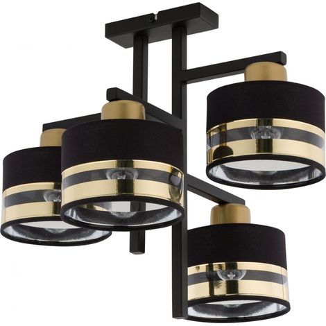 Plafoniera Pro Sigma design moderna 4 luci nero/oro E27
