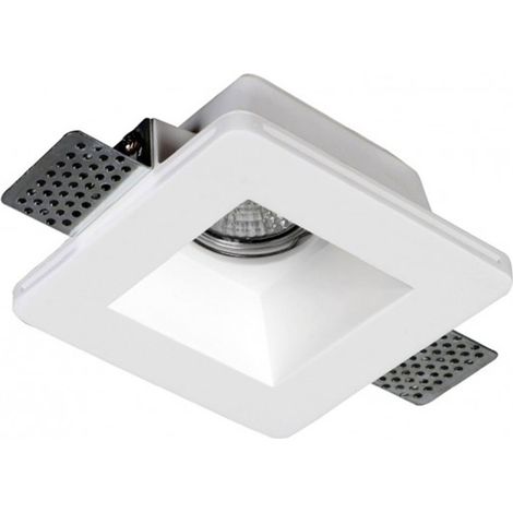 Portafaretto da incasso in gesso a scomparsa quadrato 120x120mm supporto per faretti gu10 e mr16 foro 125x125 mm (1/5)
