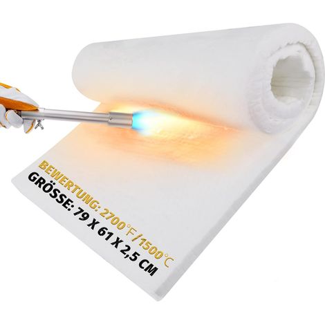 Couverture d'isolation en fibre de céramique, 1500 °C/2700 °F (79 x 61 x 2,5 cm), isolation ignifuge pour lave-vaisselle, fours, forgerons, chaudières, fours à pizza (1/5)