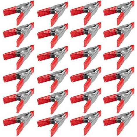 Mini pinces à ressort en métal de 2" avec embouts en caoutchouc rouge (paquet de 24) (1/3)