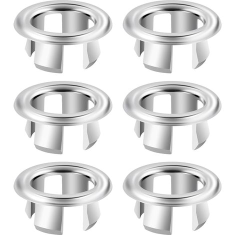 6 Pièces Débordement d'Évier Anneau, Trop Plein Anneaux Bouchon, Anneau de Débordement d’Évier, Lavabo Couvercle de Trop-Plein, pour Évier, Cuisine, Bain (Argent) (1/5)
