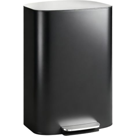 50L Stainless Steel Kitchen Trash Can with Soft-Close Lid, Stay-Open Feature, Removable Inner Bucket, and Carry Handle - Black