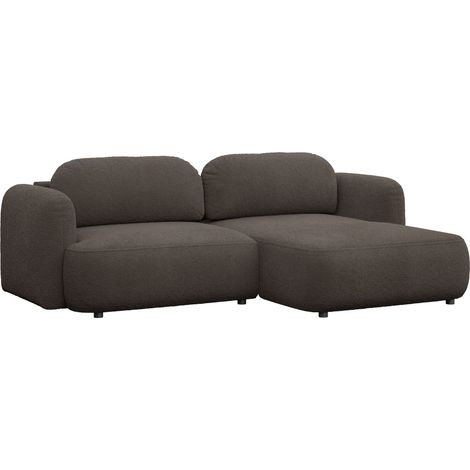 Selsey Tvoya – Ecksofa mit Schlaffunktion, Ottomane rechts, Bouclé Braun