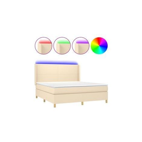 Sommier à lattes de lit matelas et LED Crème 180x200 Tissu (1/5)
