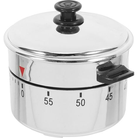 Minuteur Mécanique Compte à Rebours de 60 Pot Argenté (1/5)