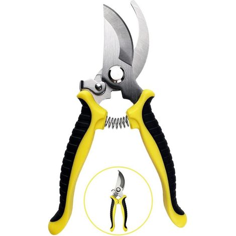 Ciseaux de jardin (jaunes), ciseaux antidérapants avec poignée verrouillable-Online Store (1/5)