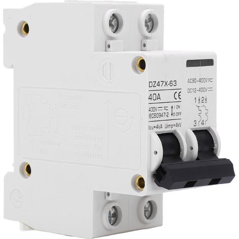 Disjoncteur Miniature 2P, interrupteur de déconnexion sur Rail DIN pour système solaire PV DC12-400V AC90-400V 40A