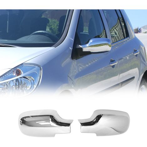Coques de Rétroviseurs pour Renault Clio 2005-2013 en Acier Chromé Argent (1/5)