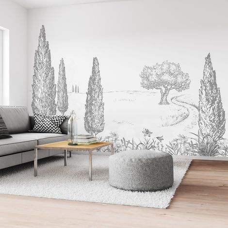 Papier peint panoramique - Provence - Gris - intissé : 150g/m² - 7 lés : 336x270cm (1/5)
