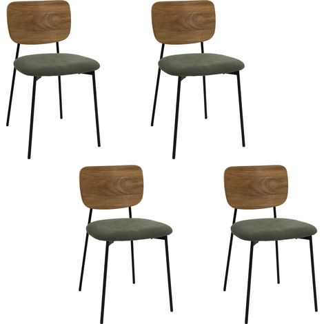 Lot de 4 Chaises - HOME DECO FACTORY - Jules - Design Épuré - Vert (1/5)