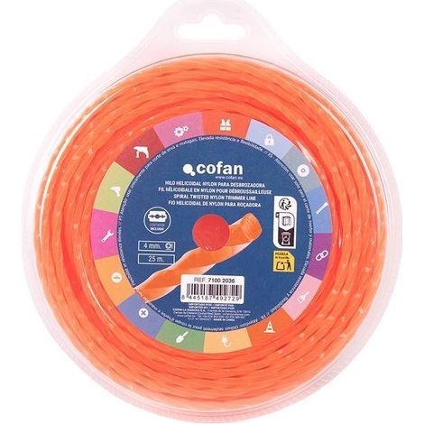 Hilo helicoidal de nylon para desbrozadora 25 m x 4 mm (1/5)