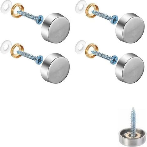 Lot de 4 vis décoratives pour miroir, capuchons décoratifs pour clous, vis décoratives en acier inoxydable poli pour miroirs, armoires ou meubles en verre(0,63"/16 mm) (1/5)