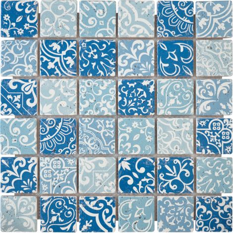 MOSAIQUE TRAVERTIN BAROQUE BLEU  1 PLAQUE 30,5 x 30,5 CM CASA LINEA