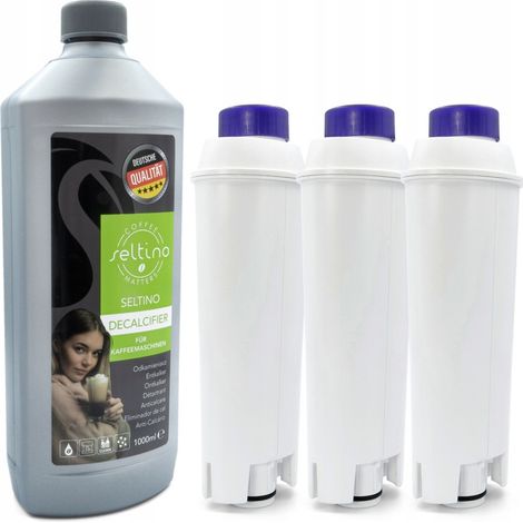 Kit para cafetera Delonghi: 3 filtros Spitze Ellipse, 1 litro de agente descalcificador Seltino. (1/5)