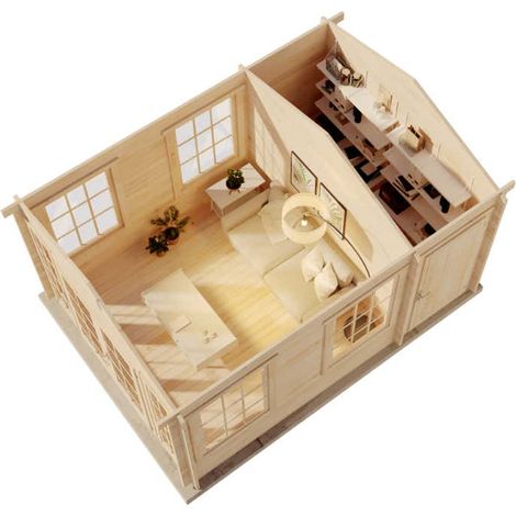 Alpholz Gartenhaus Kim-40 Gartenhaus aus Holz, Holzhaus mit 40 mm Wandstärke, Blockbohlenhaus mit Montagematerial