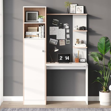 Schreibtisch mit Regal Weiß 123,5x45x168,5 cm Holzwerkstoff