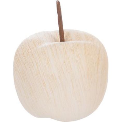 Pomme en Céramique Effet "Bois" 9cm Beige