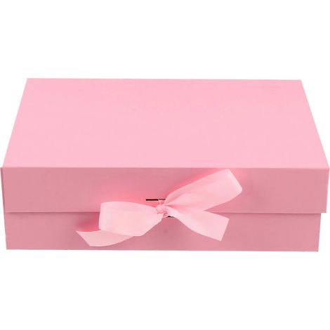 Coffret cadeau chic à nœud papillon, élégant coffret cadeau en papier délicat, boîte cadeau tendance-26x19cm-Pink (1/3)