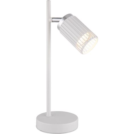 Tischleuchte Tischlampe Leselampe chrom weiß Wohnzimmerlampe beweglich H 35 cm