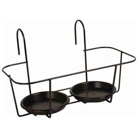 Haken-Blumentopfhalter 2 Töpfe klein, schwarz (1/2)