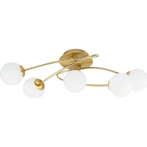 Plafón 5 luces Migos acabado latón, 20cm(alto) 63cm(ancho) 23cm(largo) (1/3)