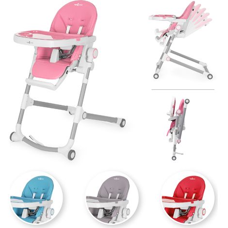 Kinderstuhl HUGO Babystuhl Kinder Hochstuhl Verstellbar Klappbar inkl. Spielebogen - Pink