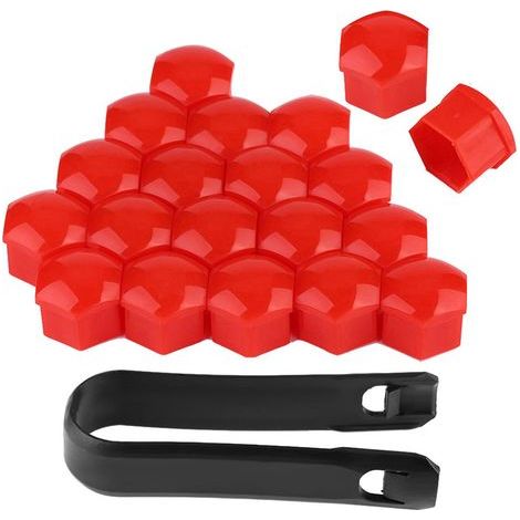 20 capuchons d'écrou de roue 19mm rouges, couvre-vis de jante auto, protection extérieure pour moyeu (1/5)
