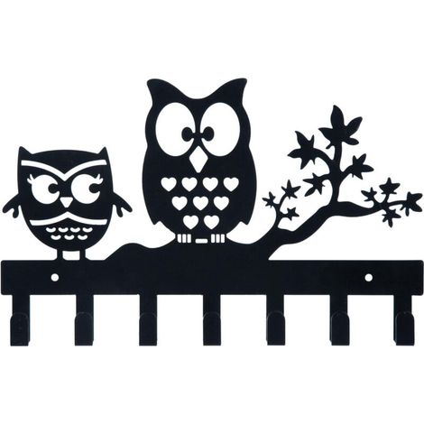 Porte-Clés Hibou Créatif en Fer Forgé - JINFGERNE - Décoration Murale Simple et Élégante - Noir (1/5)