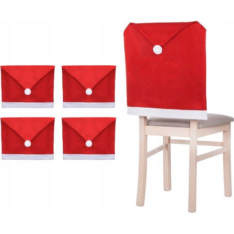 COPERTURA PER SEDIA CAPPELLO DI BABBO NATALE COPERTURE PER SEDIE NATALIZIE 4 pezzi