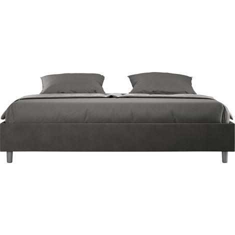 Letto Matrimoniale Extra Large Sommier 200x210 cm con Rete Azelia Grigio (1/3)