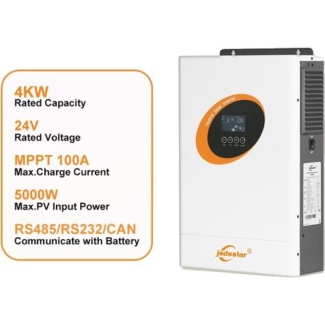 Onduleur Solaire, Onde Sinusoïdale Pure, Surveillance WiFi Intégrée, 4kW (Wi-Fi intégré), 220-240V, 24V