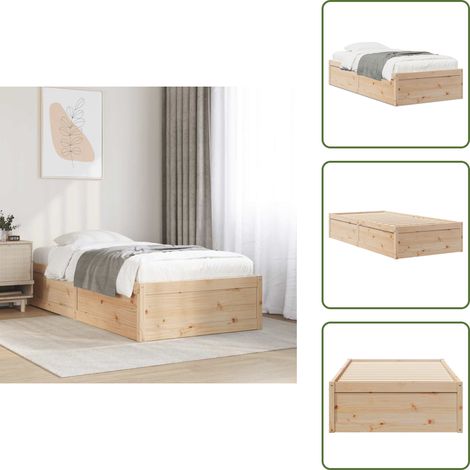 Cadre de lit sans matelas 75x190 cm bois de pin massif - Cadre De Lit - Lit Double - Bois Massif - Design Moderne - Lit Rustique (1/5)