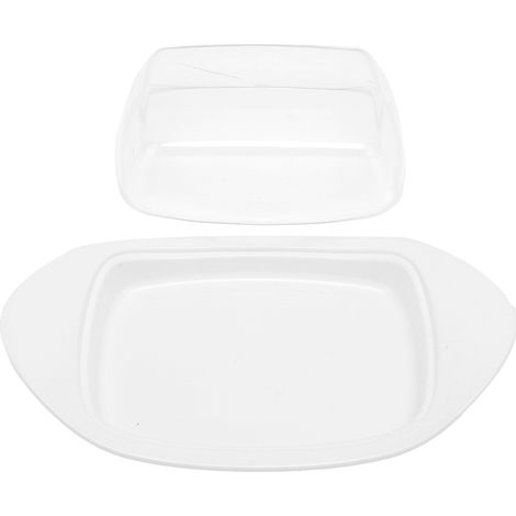 Beurrier en forme de bateau avec couvercle, en polypropylène de qualité alimentaire, boîte à beurre pour jeux d'échecs, usage domestique et cuisine (blanc) (1/5)