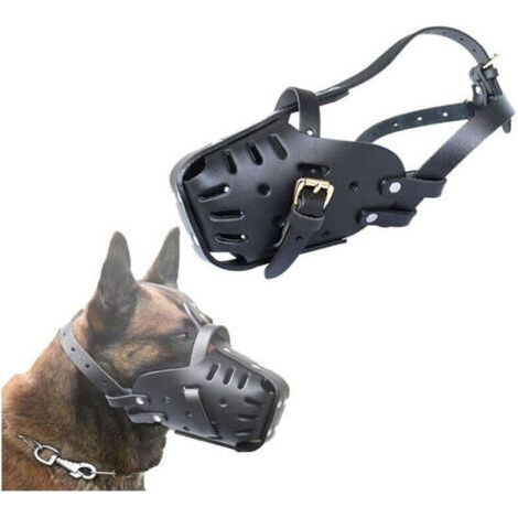 Muselières pour Animaux de Compagnie,Cuir Fait à,Chiens Taille Moyenne et Grande,Berger Allemand Doberman,Masques Anti-Morsure Le Dressage Chiens,muselières défense Macaron, (1/5)