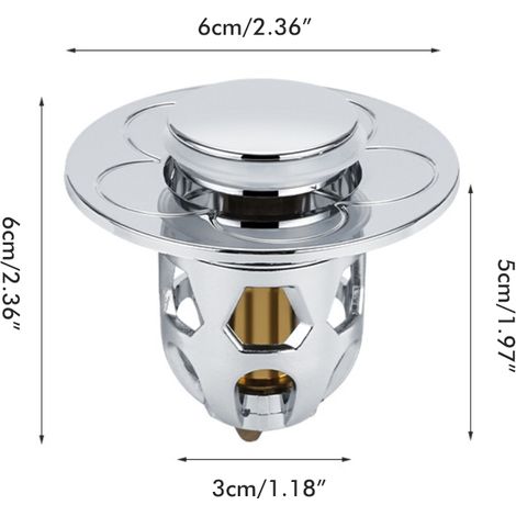 Bouchon d'évier universel en acier inoxydable à clapet pour lavabo et baignoire. (1/5)