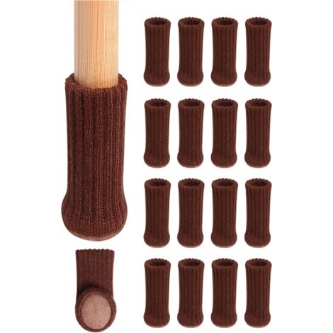 Chaussettes Marron Foncé pour Pieds de Chaise – Lot de 16 – Silencieux et Anti-Rayures (1/5)