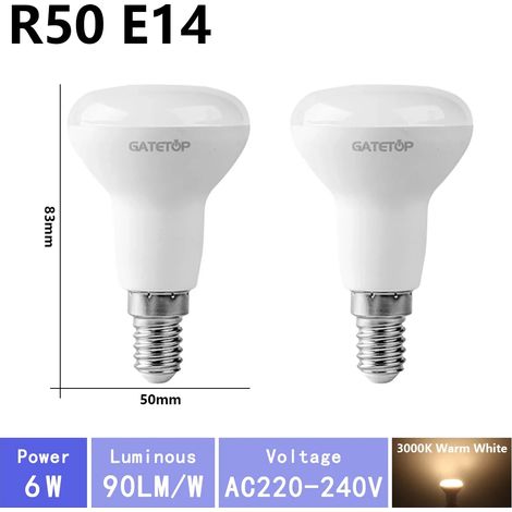 (R50 3000K, AC220V-240V) 2 ampoules LED, AC220V, adaptées à l'éclairage de salle de bain. (1/5)