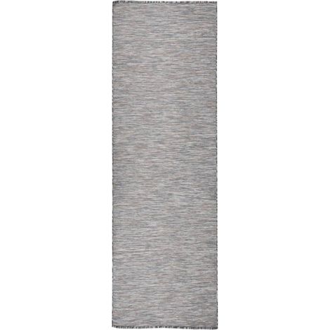 Tapis extérieur à tissage plat Terrasse Salon Cuisine - Tapis de jardin 80x250 cm Marron et noir BV567577 - BonneVie (1/5)