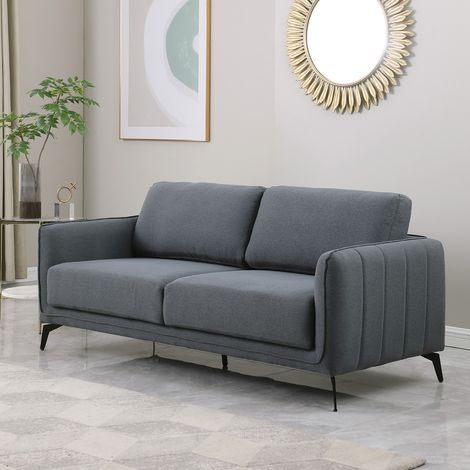 OSLO MODERN SCANDI STYLE FABRIC LIVING ROOM 3 SEATER SOFA DARK GREY (1/5)
