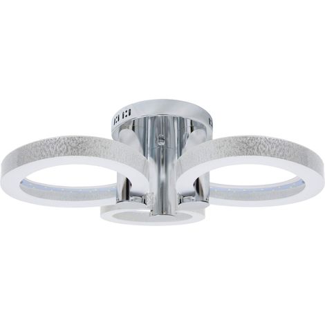 Lampadario appeso LED con 3 punti luce in metallo cromato - Luce Fredda