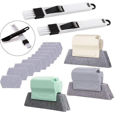 3 pièces Brosse de Nettoyage de rainure créative,Brosse de Nettoyage Rainure,Nettoyage pour Fentes de fenêtre,pour Cuisine Salle de Bain Fenêtre Porte coulissante Rail Clavier Coin Gap (1/5)